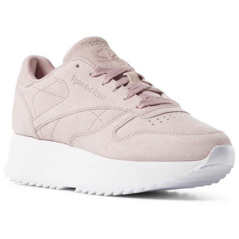 Reebok Classic Leather Double Tenisky Damske - Ruzove/Biele CZ1233CZ